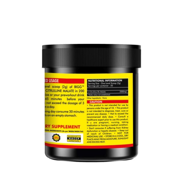 Pure L-Citrulline Malate Powder, Boosts Nitric oxide & Muscle growth (100gms) (Unflavoured) 1